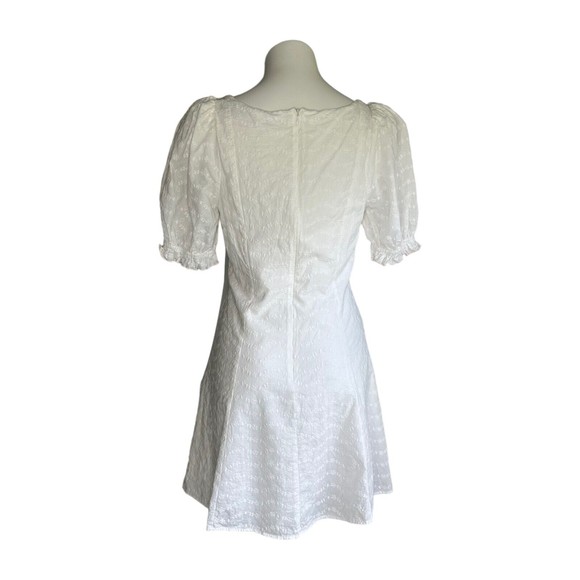 *SOLD* LPA REVOLVE White Eyelet Frill Sleeve Cottagecore Simona Mini Dress M - Picture 6 of 12